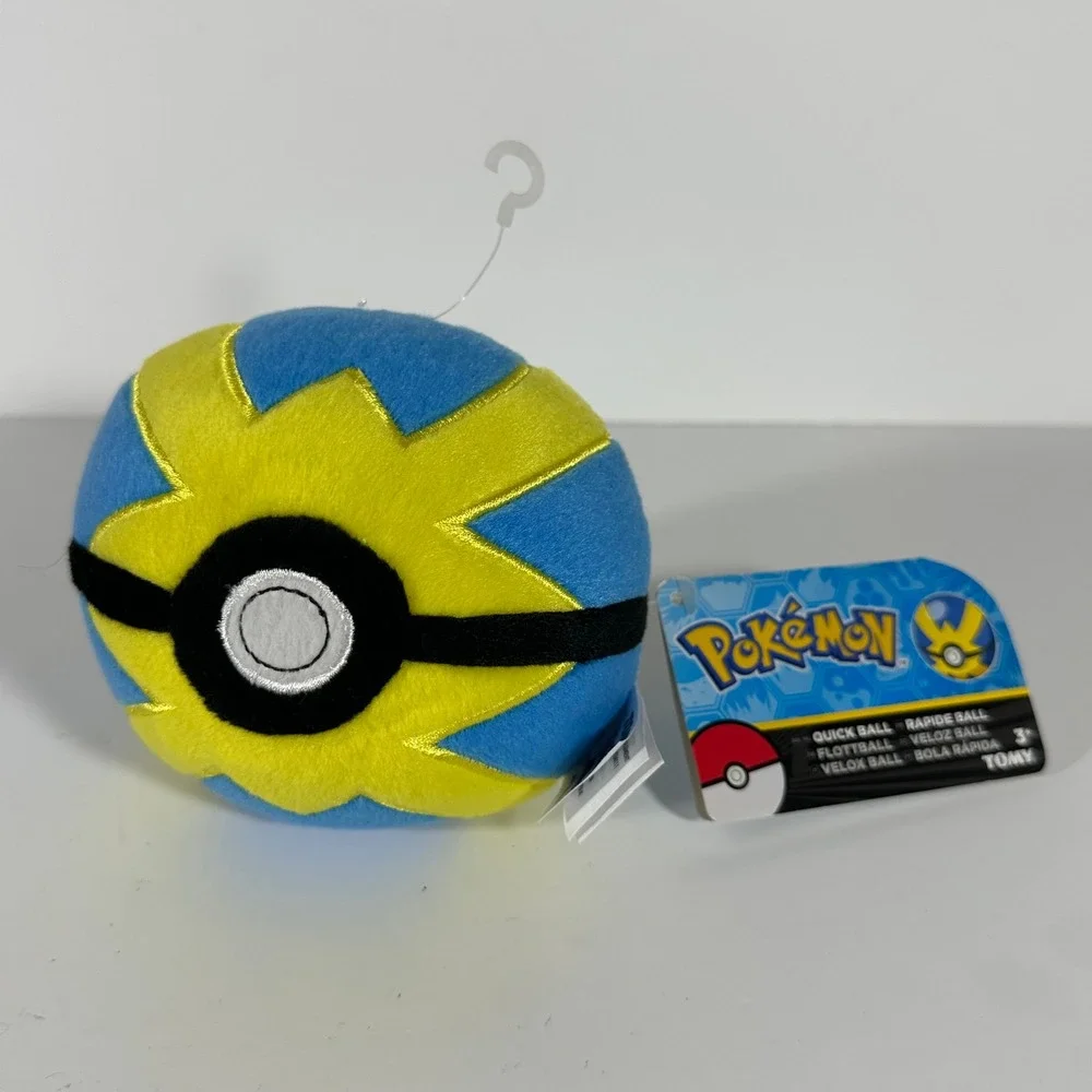 Pokemon TOMY Quick Ball Plush Blue Yellow Poke Ball Toy T19306 NWT 2017‎